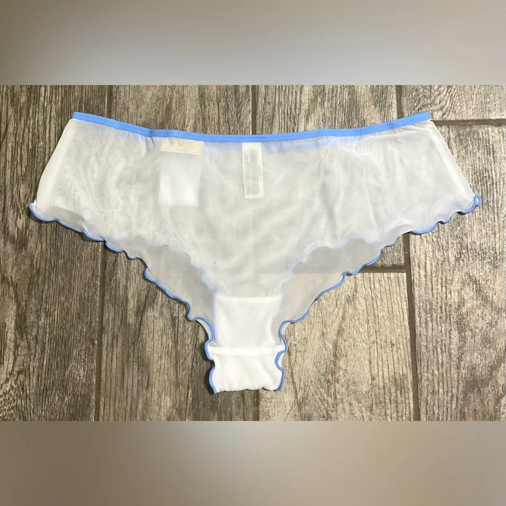 New Nobo, No Boundaries mesh cheeky panties you pick size White with Blue
